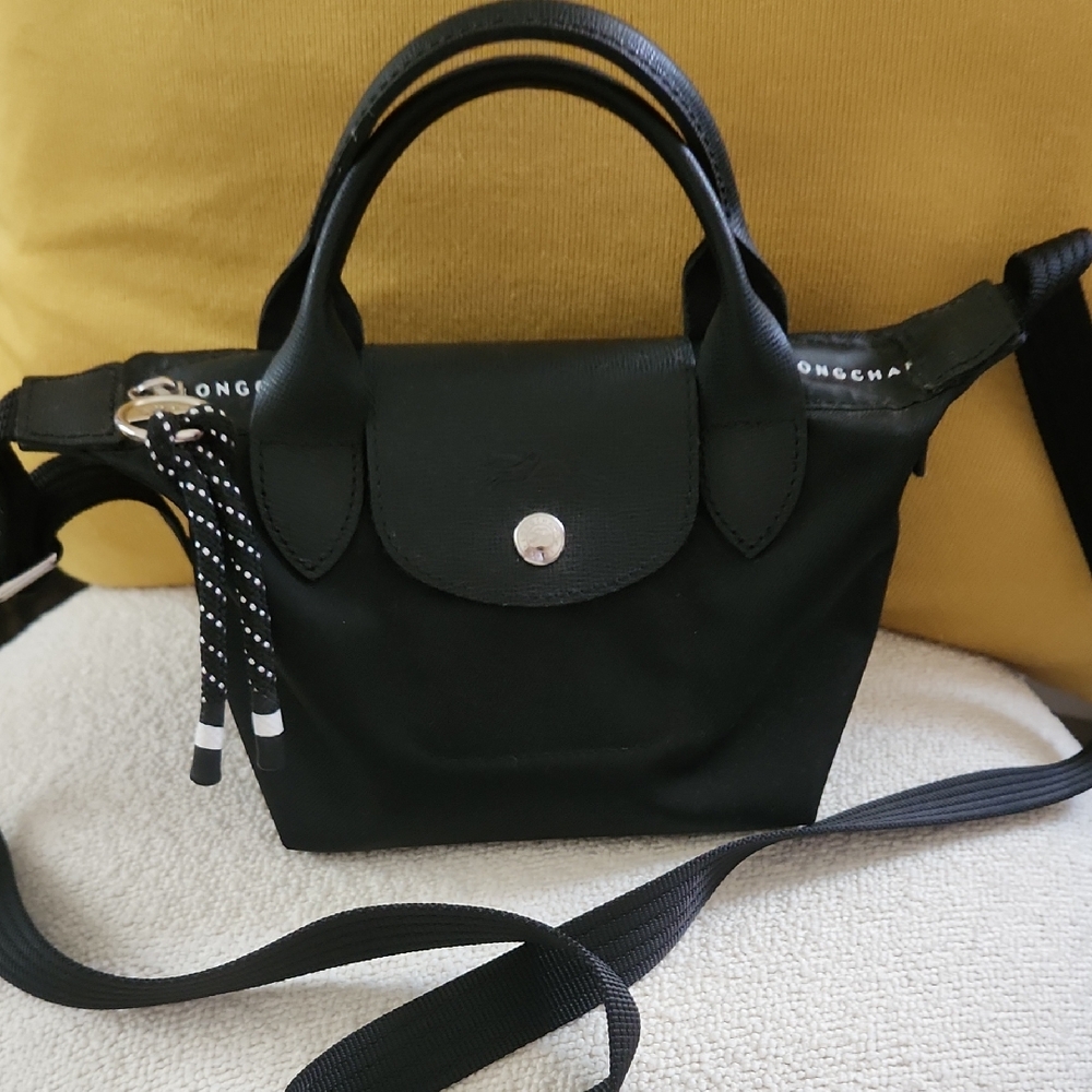 Longchamp Black Mini Bag with Leather Trim